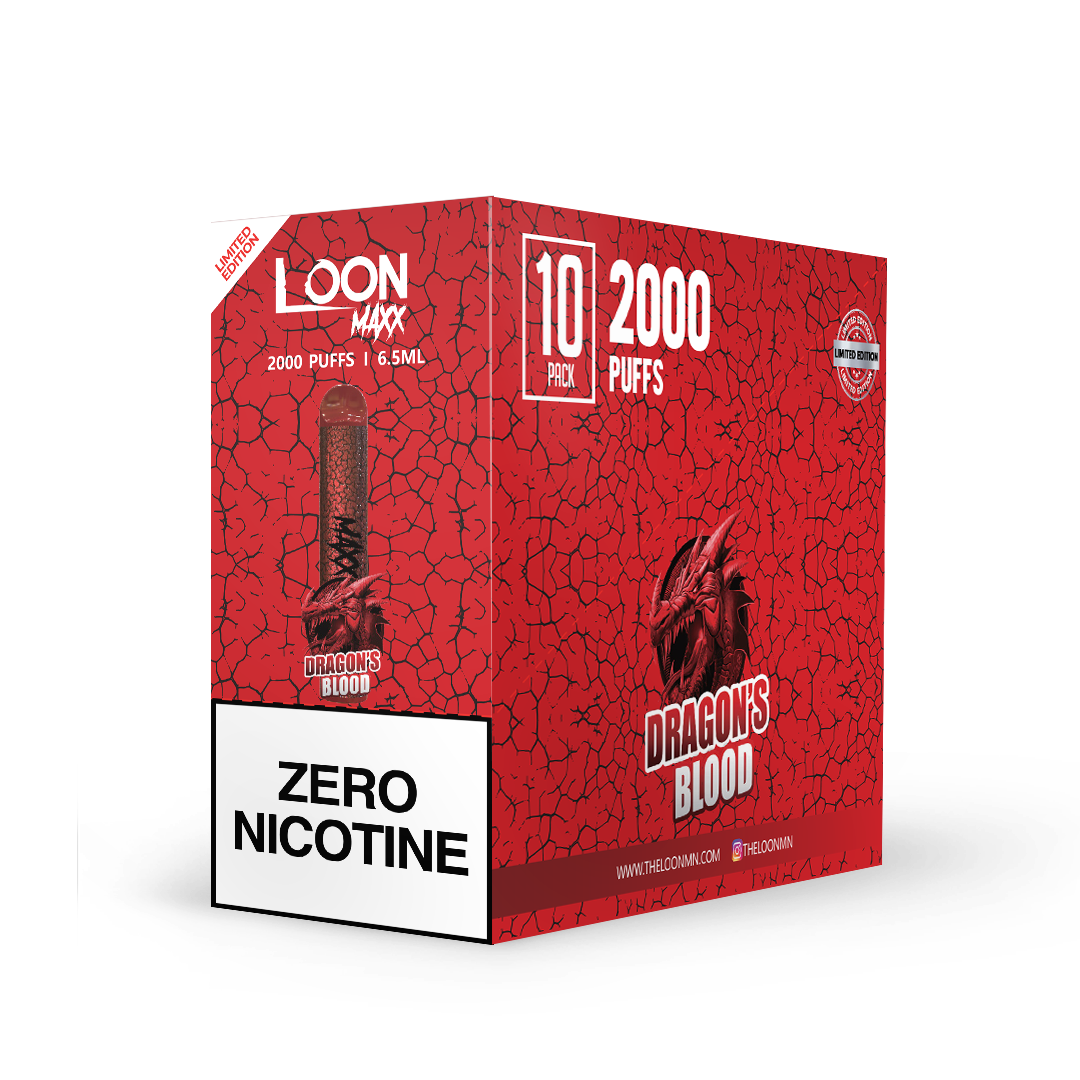 LOON MAXX ZERO NICOTINE 10PACK DRAGON'S BLOOD The Loon Wholesale