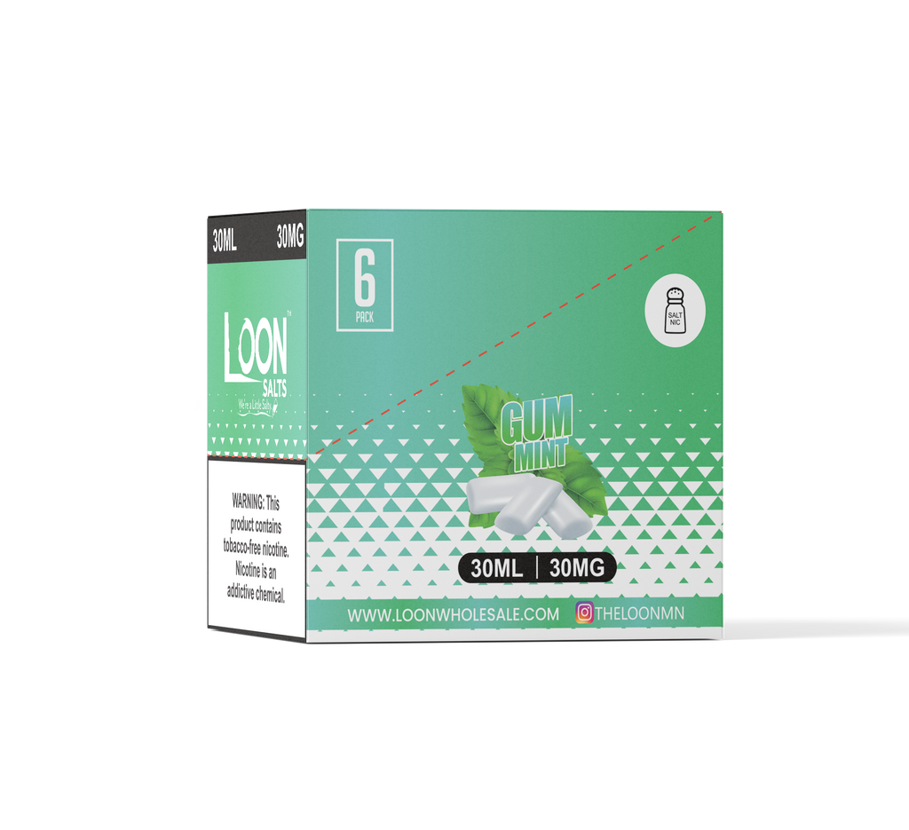 ZERO NICOTINE LOON SALTS -  GUM MINT 6-PACK - The Loon Wholesale