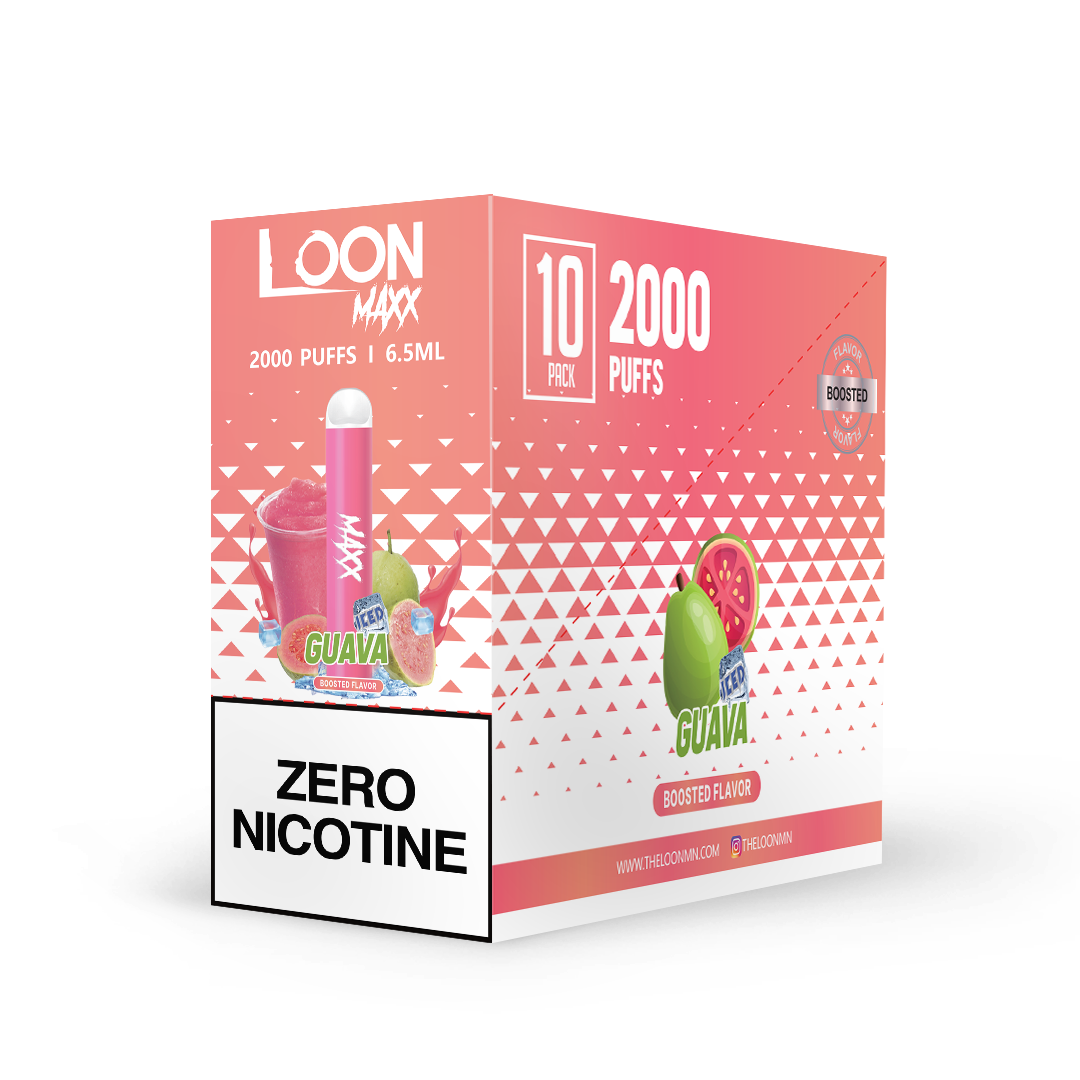 LOON MAXX ZERO NICOTINE 10PACK GUAVA ICE The Loon Wholesale