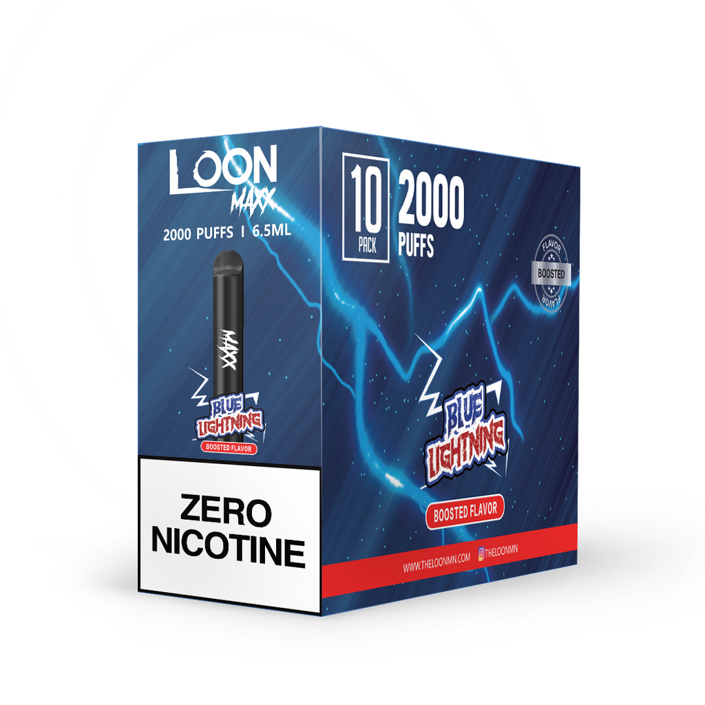 LOON MAXX ZERO NICOTINE 10PACK - BLUE LIGHTNING - The Loon Wholesale