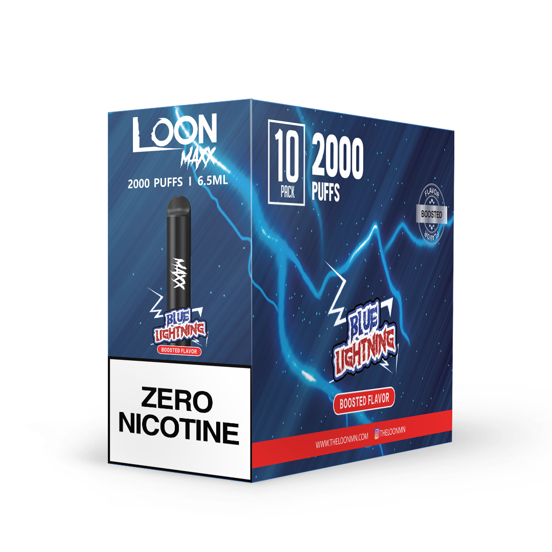 LOON MAXX ZERO NICOTINE 10-PACK - BLUE LIGHTNING – The Loon Wholesale