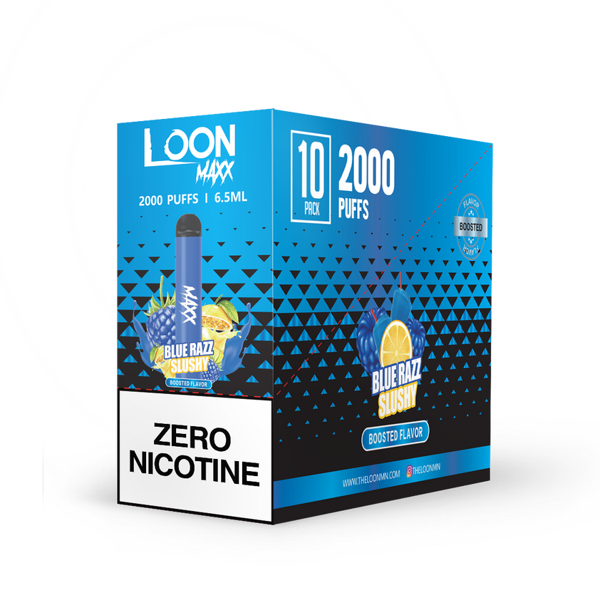 LOON MAXX ZERO NICOTINE 10PACK BLUE RAZZ The Loon Wholesale