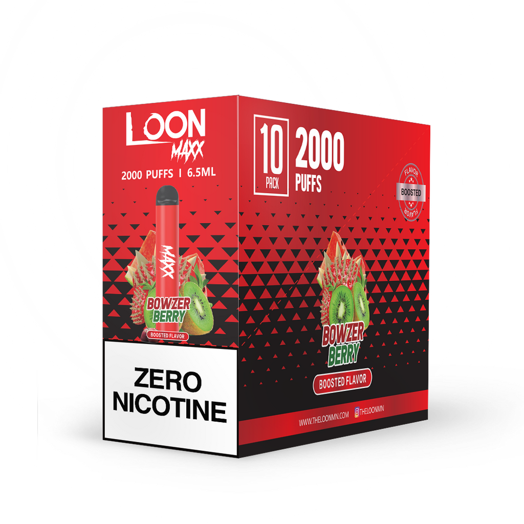 LOON MAXX ZERO NICOTINE 10PACK - BOWZER BERRY - The Loon Wholesale
