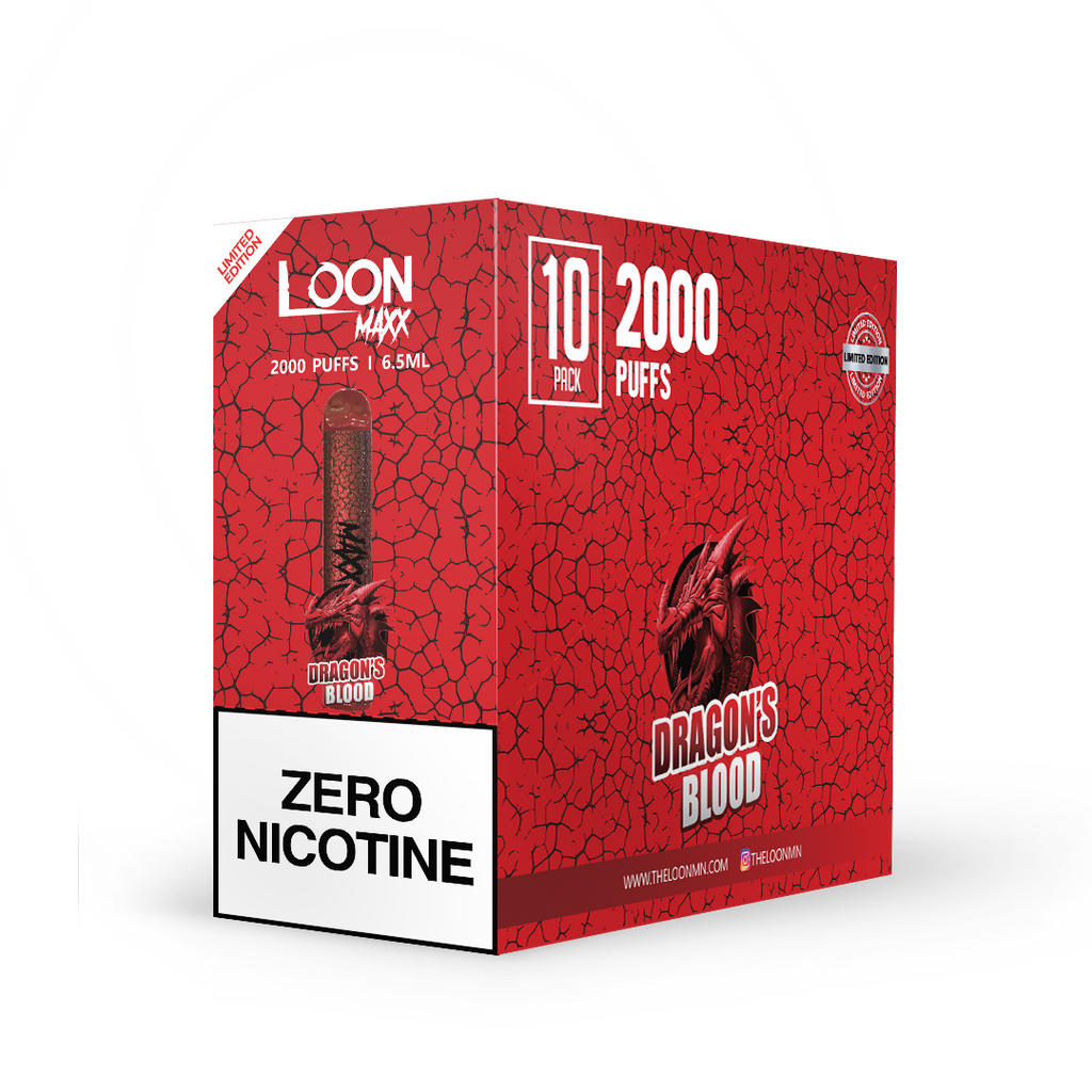 LOON MAXX ZERO NICOTINE 10PACK - DRAGON'S BLOOD - The Loon Wholesale