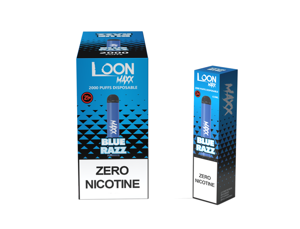 LOON MAXX ZERO NICOTINE 10-PACK - BLUE RAZZ - The Loon Wholesale