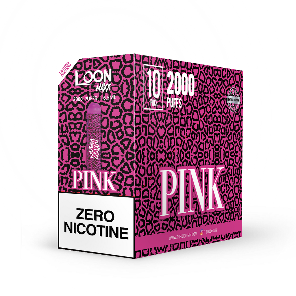 LOON MAXX ZERO NICOTINE 10PACK - PINK - The Loon Wholesale
