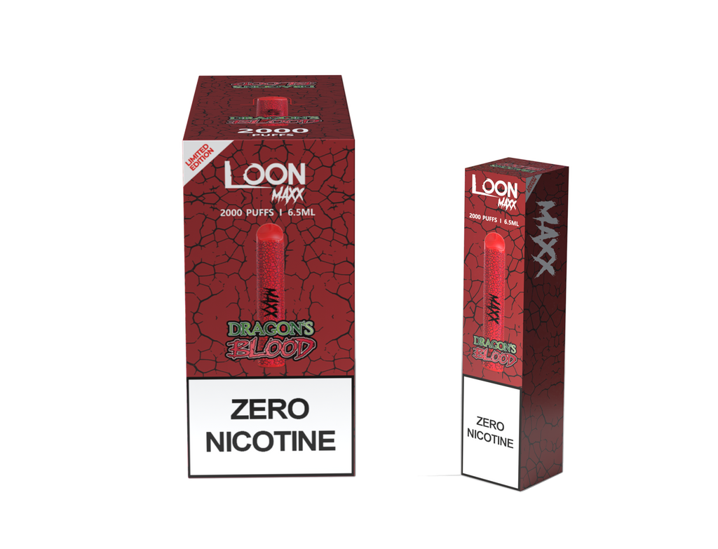 LOON MAXX ZERO NICOTINE 10-PACK - DRAGON'S BLOOD - The Loon Wholesale